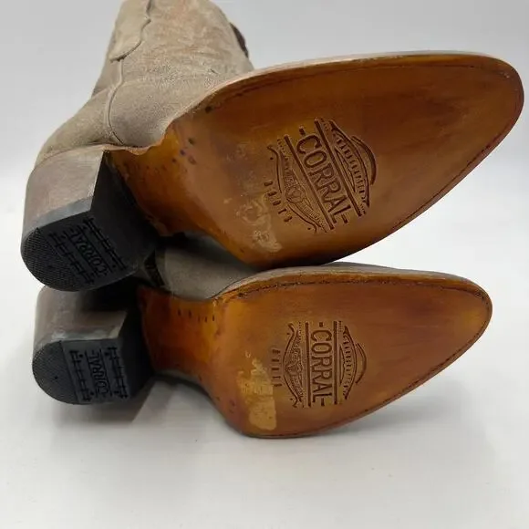 Corral Women's Embroidered Western Pointed Toe Fashion Booties Tan Size US 7 - Picture 7 of 11